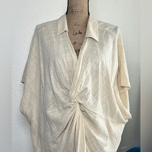 Twist Front Collared Blouse in Soft Cream